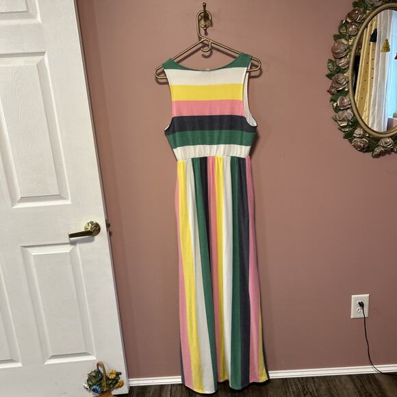Betsy’s Boutique Striped Lined Maxi Dress Colorful Vertical Large Long - Picture 4 of 5